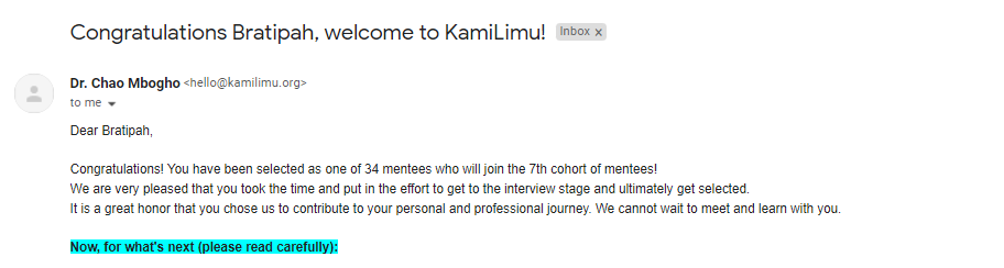 Thanks @KamiLimu for giving me this opportunity to join cohort7. Looking foward to learn and upskill in both my personal and professional journey. Thanks @PhelciaKojwang & @ChaptrGlobal for walking with me through this path.

#kamilimu
#Growth 
#womenintech