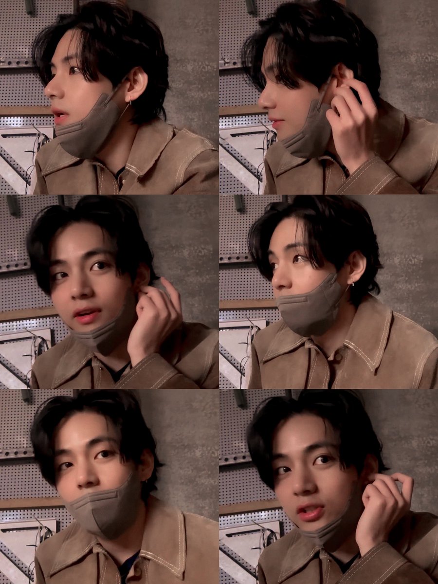 archivefortae's tweet image. taehyung showing us his earring 😭