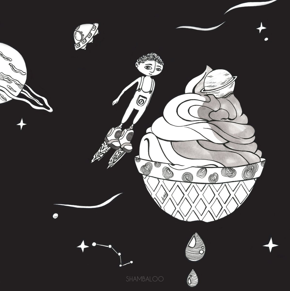 Ice cream asteroid 🍦🪐
This is delicious asteroid in galaxy. Shambaloo thinks about its taste, it seems delicious
Ice cream asteroid never melts!
Available on <a href="/foundation/">Foundation 🌐</a>
#illustration #Shambaloo #NFT #NFTCommunity #linedrawing 0.08 $ETH #WOMENVerse 
foundation.app/@Shambaloo/sha…