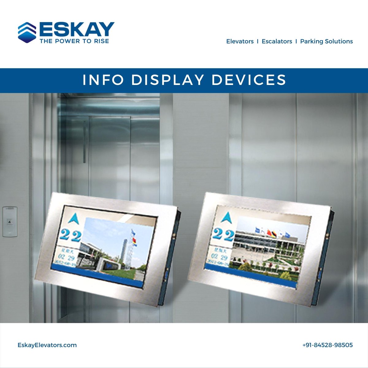 eskayelevators's tweet photo. We offer a wide range of Info Display Options for our #elevators that enhances the traveler's experience &amp; also assists in building brand loyalty for the company. To know more about the entire range that we offer, kindly connect with us. 
#eskayelevators
#powertorise
#escalators https://t.co/zGUBFITBxV