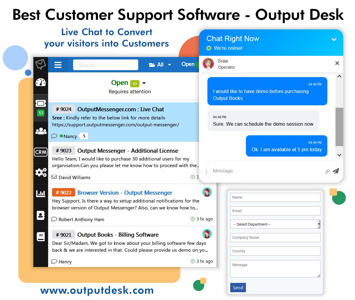 outputdesk's tweet photo. Output Desk - Help Desk software helps you to communicate with your customer or your website visitors easily. Provide quick resolutions for immediate customer request, help them in solving technical issues. 30 days free trial now:
https://t.co/L53VUTErZ1

#helpdesk #Customer https://t.co/4eIvfD4fAx