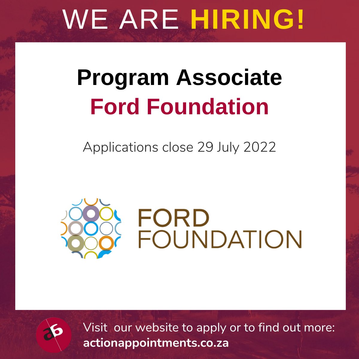 actionappntmnts's tweet image. VACANCY!! Action Appointments is recruiting a Program Associate for Ford Foundation.
For more information, visit the link below:
actionappointments.co.za/vacancies/ford…
#hiring #grantmanagement #developmentstrategy #grants #knowledgemanagement #projectmanagement