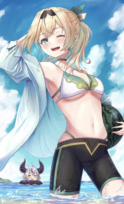 水着でござる〜!🍃
#いろはにも絵を 