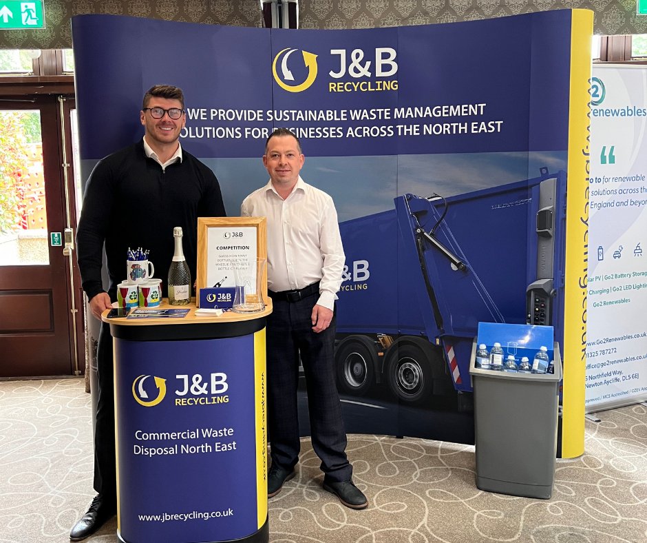 JBRecycling's tweet photo. We are all set up at @_BusinessDurham NET Zero Business Showcase today at @Ramside_Hall ๐คฉโป๏ธ
Pop by our stand to say hi to Charlie & Nick ๐๐ผ
#NETZeroShowcase #wastemanagement #generalwaste #durham #teesside #NorthEast #NorthEastBusiness https://t.co/l1sNf1np4r