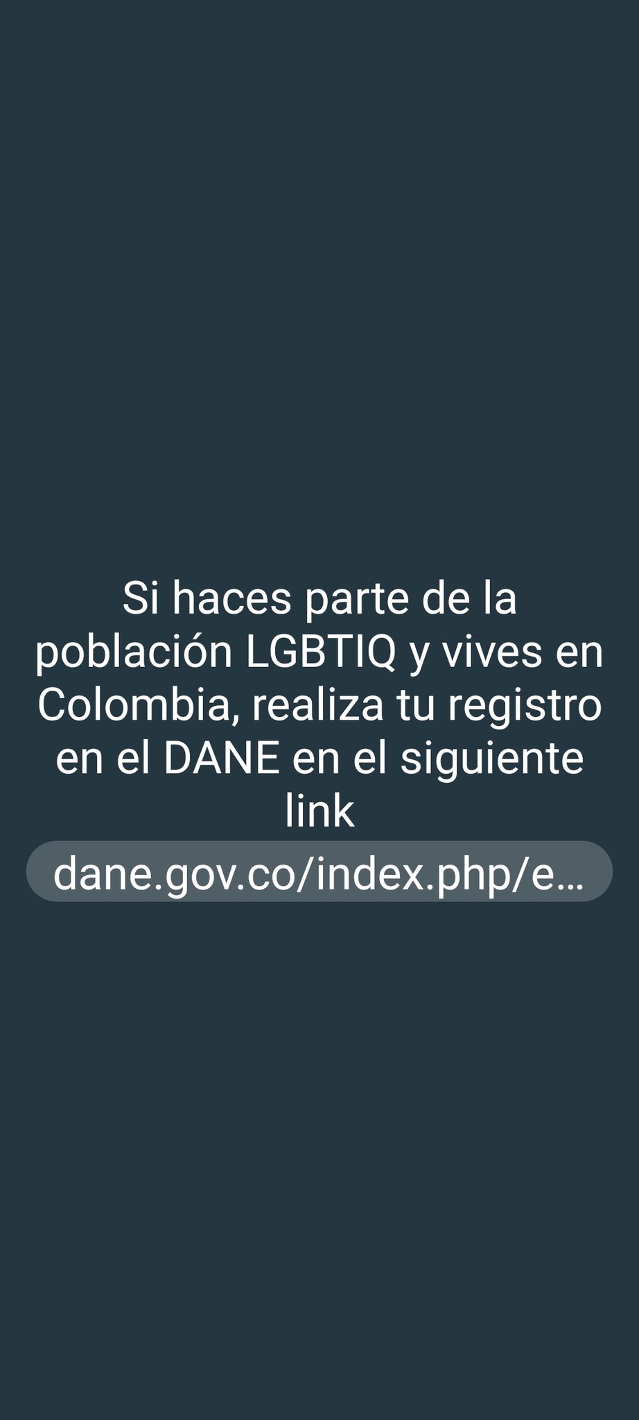 1 pic. Si viven en Colombia y hacen parte de la población LGBTIQ hagan su registro en el DANE https://t