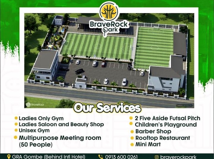 MadeInGombe🔌 (@gombedopest_) on Twitter photo Y'all should check out Brave Rock Park - it's the first of it's kind in the whole of Gombe state.
Thank me later. 😊
Cc: <a href="/Zlevenz/">Usman Zambuk</a> Y'all should check out Brave Rock Park - it's the first of it's kind in the whole of Gombe state.
Thank me later. 😊
Cc: <a href="/Zlevenz/">Usman Zambuk</a>