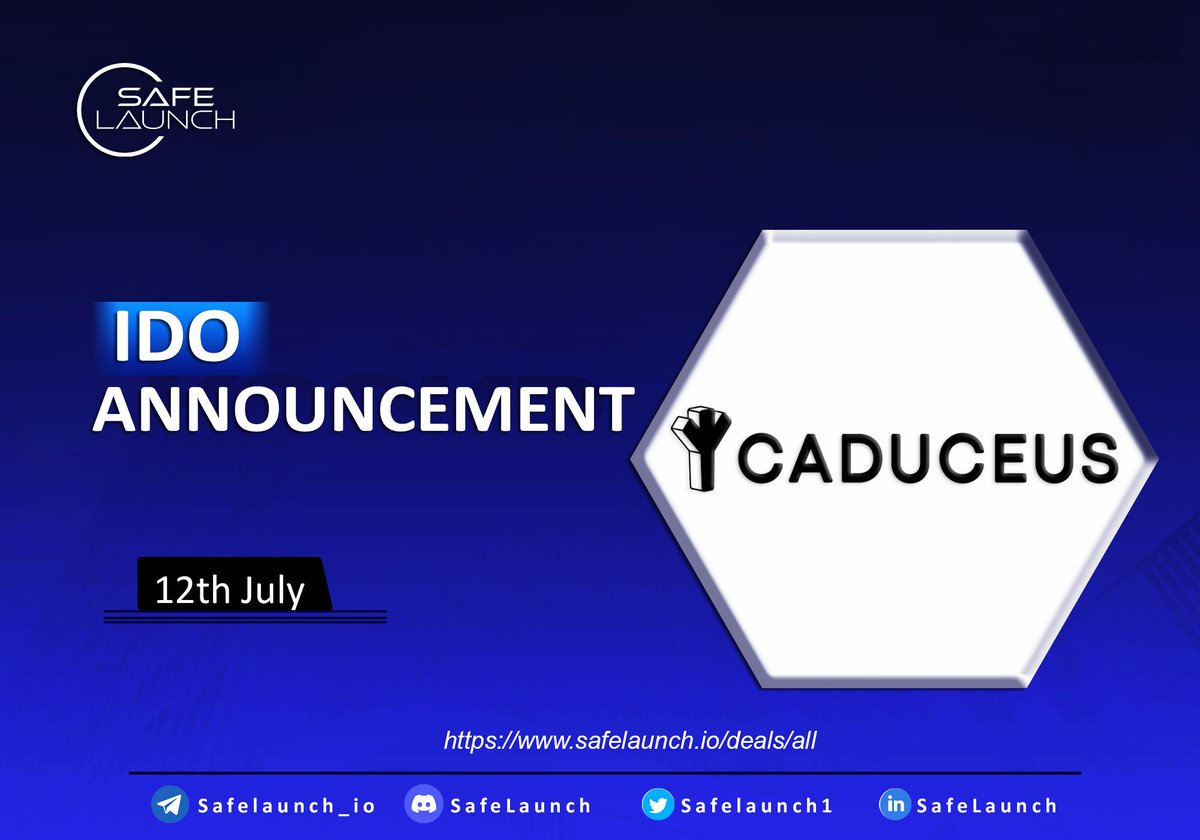 Safelaunch (@safelaunch1) on Twitter photo 🚨@Caduceus_CMP is launching on <a href="/safelaunch/">steven colsher</a>🚨
🔗 #Caduceus is the world's first blockchain dedicated to metaverse development✅
✨ Gleam Contest: gleam.io/fW5Fy/safelaun…
🗓️#IDO: July 12th, 1:00PM UTC on #Safelaunch
💷 Vesting: 100% at TGE
Participate👉 safelaunch.io/deals/launch-p… 🚨@Caduceus_CMP is launching on <a href="/safelaunch/">steven colsher</a>🚨
🔗 #Caduceus is the world's first blockchain dedicated to metaverse development✅
✨ Gleam Contest: gleam.io/fW5Fy/safelaun…
🗓️#IDO: July 12th, 1:00PM UTC on #Safelaunch
💷 Vesting: 100% at TGE
Participate👉 safelaunch.io/deals/launch-p…