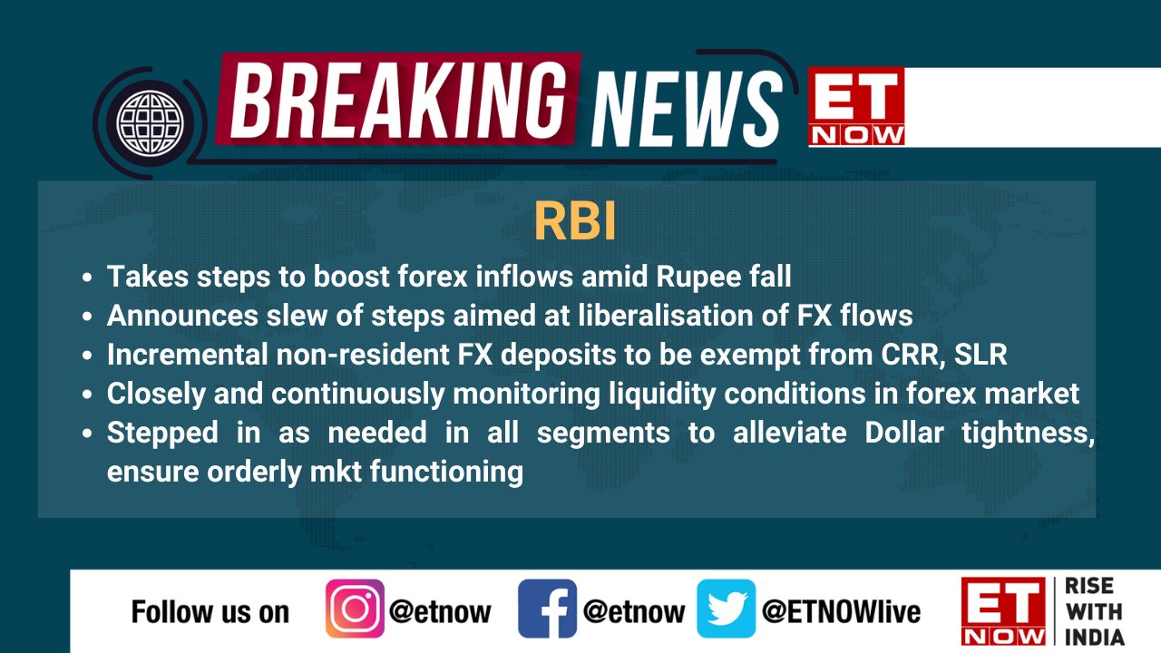 ET NOW on Twitter: '#BREAKING | RBI takes steps to boost forex inflows ...