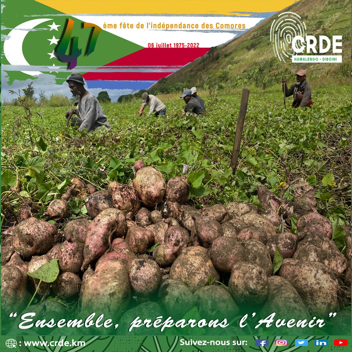 crdediboini's tweet photo. On the occasion of the country's 47th Independence Day, all the teams of the @crdediboini want a happy feast to all the Comorian people 🇰🇲.  @gouvkm @PNUD_Comores @FenellaFrost @ONU_Comores https://t.co/RyJIB3rkoY