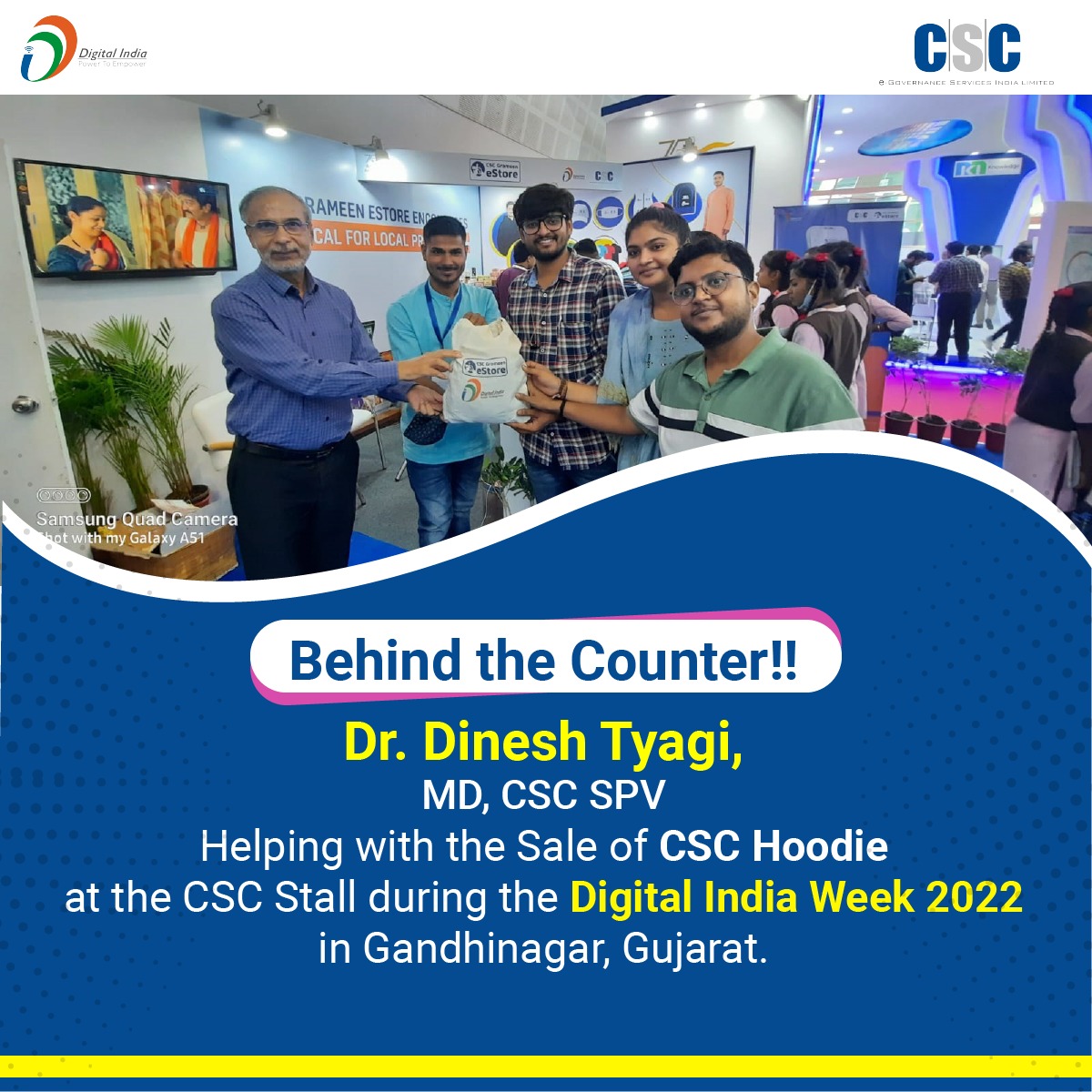 CSCeGov (@cscegov_) on Twitter photo Behind the Counter!!
Dr. Dinesh Tyagi, MD, CSC SPV Helping with the Sale of CSC Hoodie at the CSC Stall during the Digital India Week 2022 in Gandhinagar, #Gujarat.
#IndiasTechade #DIW2022 #DigitalIndiaWeek #CSC #DigitalIndia <a href="/GoI_MeitY/">Ministry of Electronics & IT</a> <a href="/mygovindia/">MyGovIndia</a> <a href="/_DigitalIndia/">Digital India</a> Behind the Counter!!
Dr. Dinesh Tyagi, MD, CSC SPV Helping with the Sale of CSC Hoodie at the CSC Stall during the Digital India Week 2022 in Gandhinagar, #Gujarat.
#IndiasTechade #DIW2022 #DigitalIndiaWeek #CSC #DigitalIndia <a href="/GoI_MeitY/">Ministry of Electronics & IT</a> <a href="/mygovindia/">MyGovIndia</a> <a href="/_DigitalIndia/">Digital India</a>