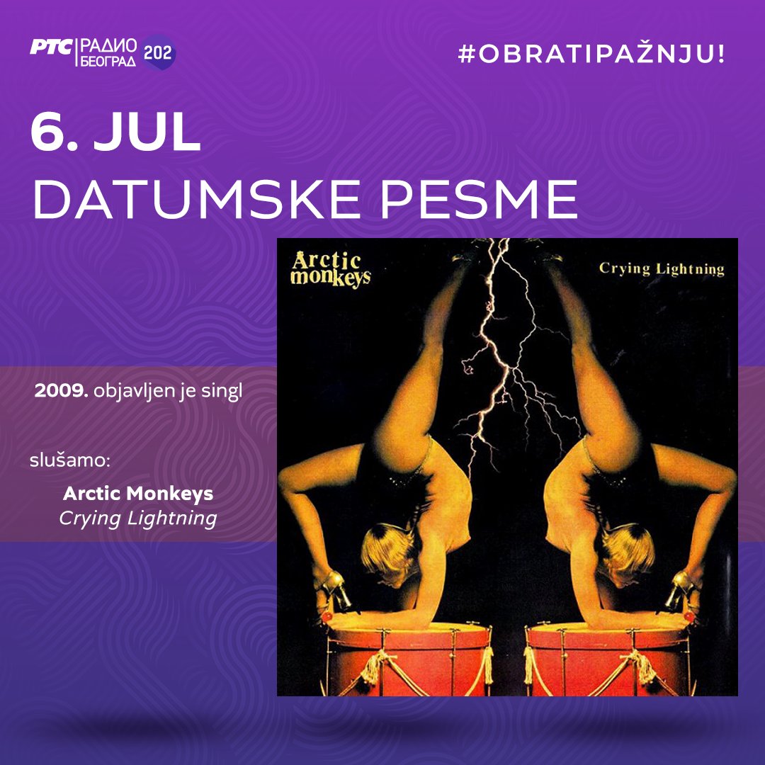 Beograd202's tweet photo. 🗓️ #DatumskePesme - slušamo radnim danima od 14 sati
1925. ✴️ rođen je BILL HALEY
1975. ✴️ KC AND THE SUNSHINE BAND objavilI istoimeni album
2001. ✴️ počeo je prvi @ExitFestival
2009. ✴️ grupa ARCTIC MONKEYS objavila singl #CryingLightning
#6jul #NaDanašnjiDan
#6July #OnThisDay https://t.co/9aFD4Lc1bx