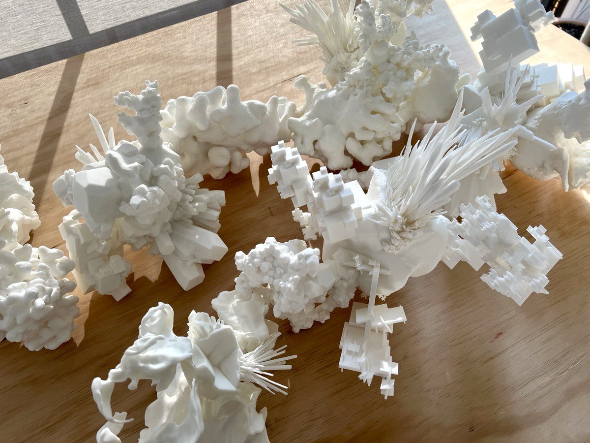 ogdotart's tweet photo. 🤩"Working closely with some of the more complex OG: Crystal models for fit, structure, and appearance is one of the most rewarding and exciting aspects of this stage of making the physical OG: Reef" @studio_joo has shared images of the 3D #NFT crystals from his studio https://t.co/dccdf5NyFx