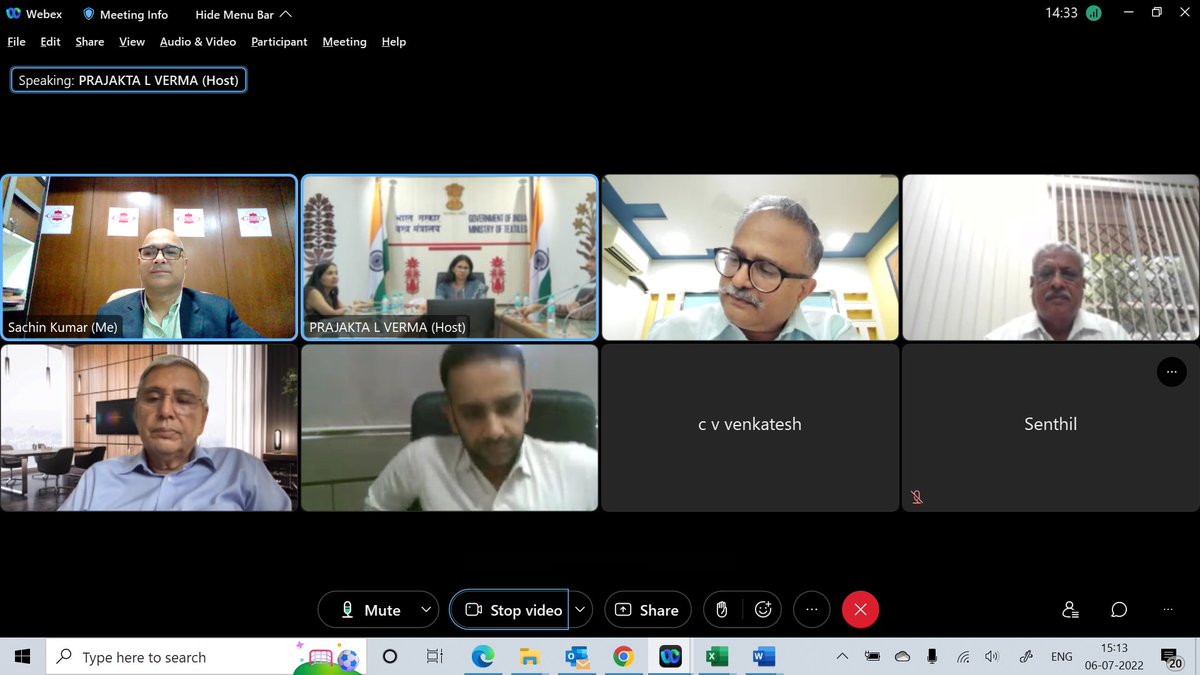 #TMMA's Council Members had a fruitful discussion via VC, with the JS-MoT, Mrs. Prajakta Verma, about an incentive scheme for Indian #TEI to promote #MakeInIndia on 6th July 2022.

#tmma #tmmaindia #textileengineering #textilemachinery #textileassociation #technicaltextile