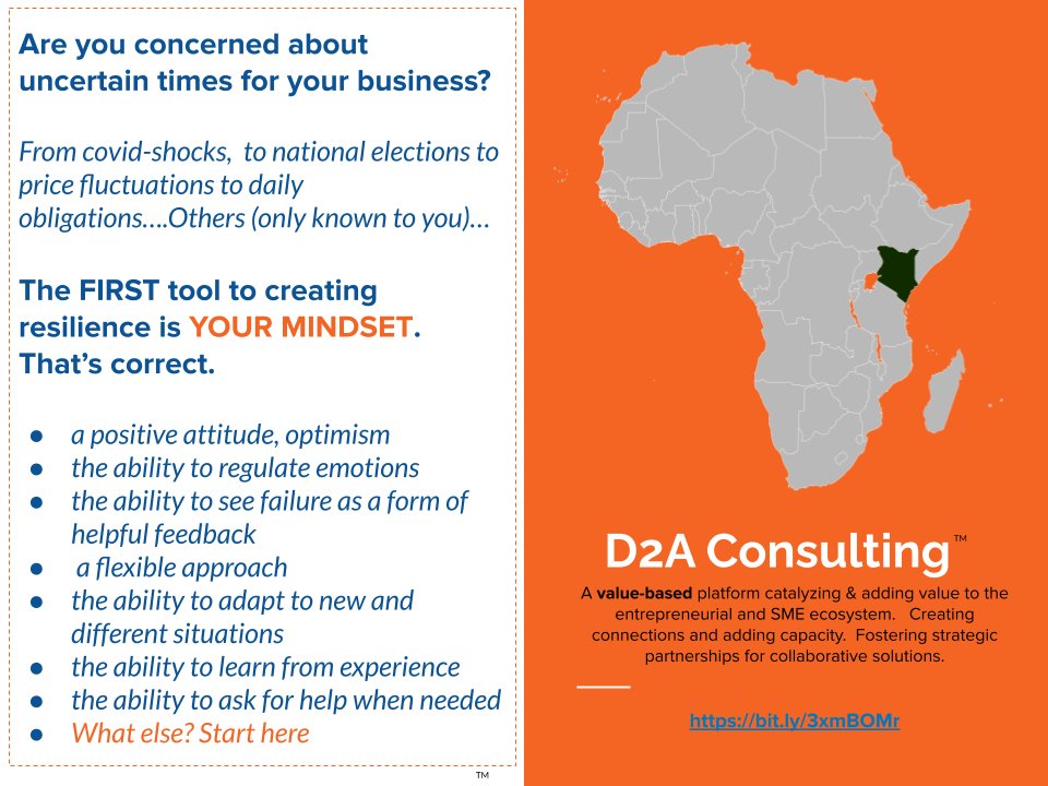 Are you concerned about uncertain times for your business? The first tool to creating resilience is YOUR MINDSET.  #BusinessResilience #IntegrityWorks  #MSMEs #SMEs #D2A #Dare2Achieve #WorkingTogether