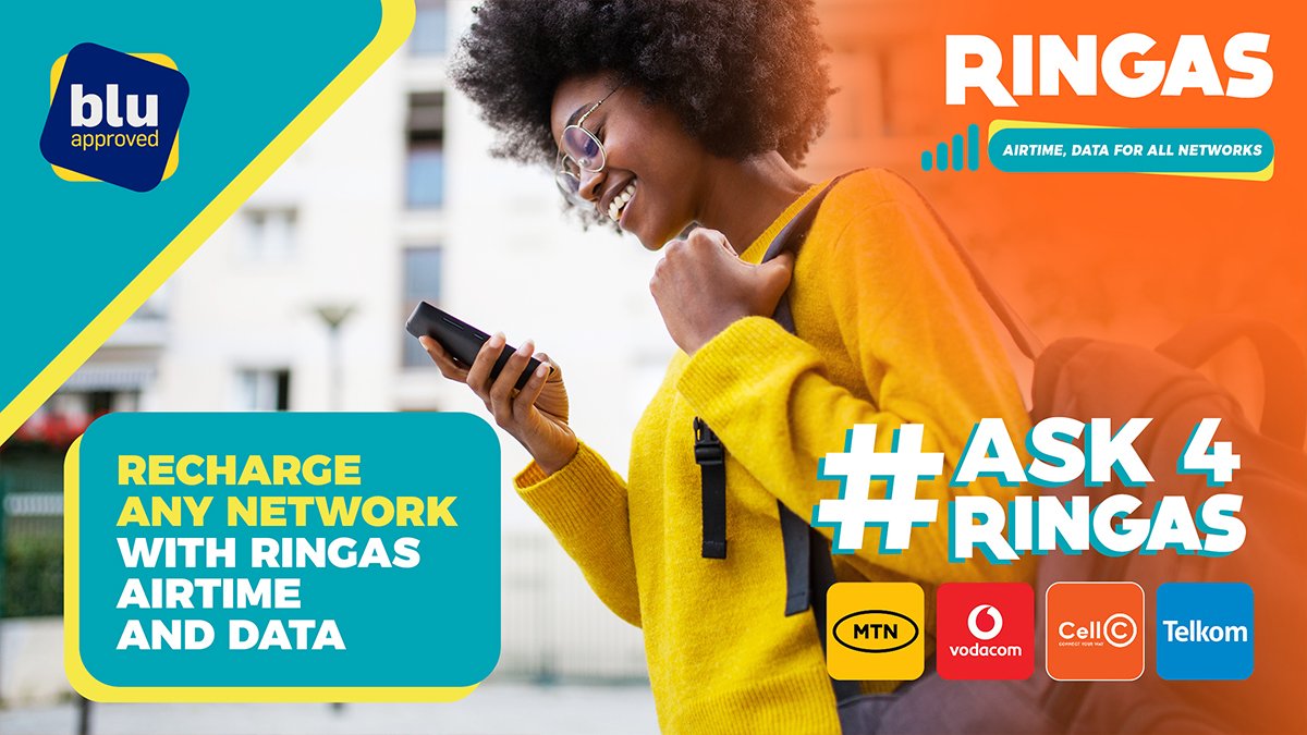 Ringas_SA's tweet photo. Enjoy the most convenient way of recharging with #Ringas 👌🏽. Recharge any MTN ✅, Vodacom ✅, CellC ✅ and Telkom Mobile ✅ number with a #Ringas voucher.
#RingasAirtime #RingasData #Ask4Ringas #StayConnected #MadeForTalk https://t.co/wvPFpWoDEe