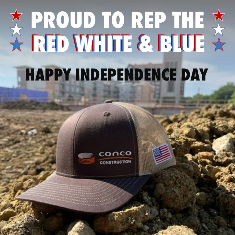 Let's all continue to focus on working hard and coming together for this great nation! Happy Independence Day from Conco Construction! ❤️🤍💙