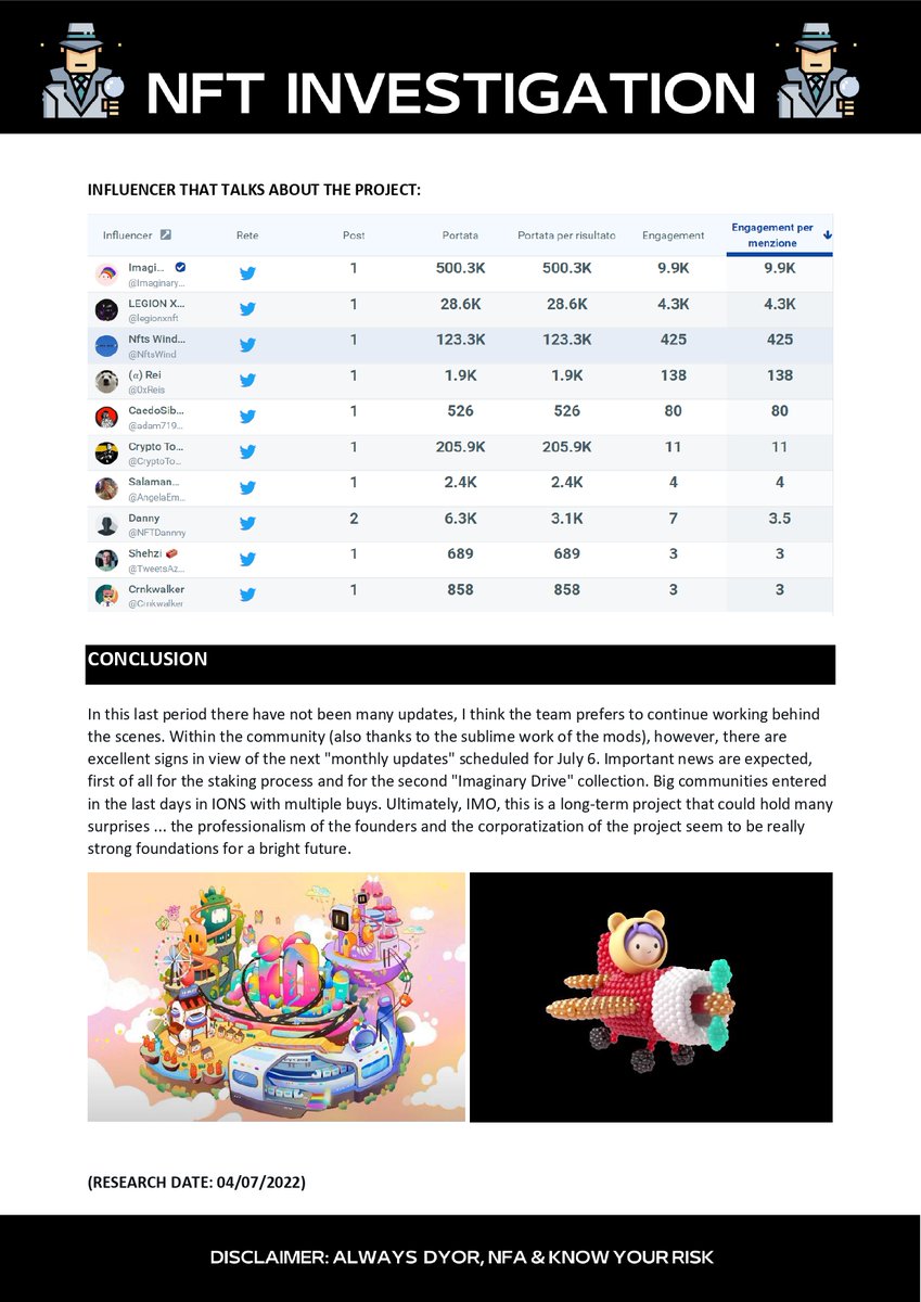 InvestigatioNft's tweet image. Here an update on @Imaginary_Ones that in the last days did a good bump in sight of the staking process.
The best is yet to come!
#ions #imaginaryones #ionsfollowions
@cmttat @kbbyhoon @MightyMouseyIO @WhaleGentle @NineFootTable
