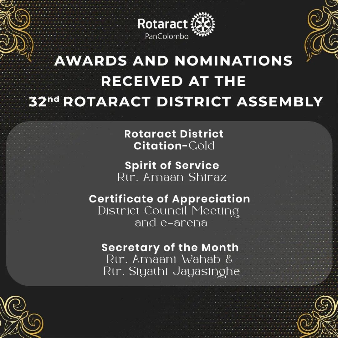 rac_pancolombo's tweet photo. We are glad to announce that we had received Awards and Nominations at the 32nd Rotaract District Training Assembly, and would like to congratulate all individuals who worked hard contributing towards the success of our Club❤️✨
#RACPC
#RACPanColombo
#PanColombo
#Club
#Awards https://t.co/36aZFcVKOH