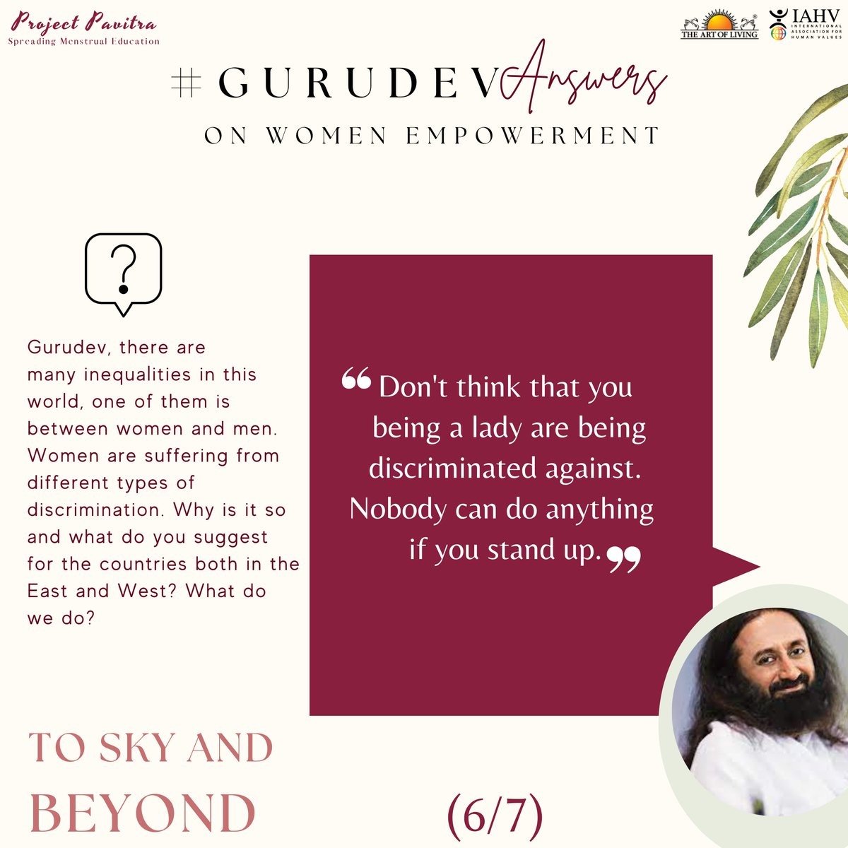 ProjectPavitra's tweet photo. #GuruDevAnswers: Here's how Gurudev answered a question based on women empowerment and the need of trusting and awakening our power within.  Read through the slides and share your opinion with us in the comments section. #ToSkyAndBeyond #WomenWeLove #ProjectPavitra (PART 2) https://t.co/4wFmBczmTD