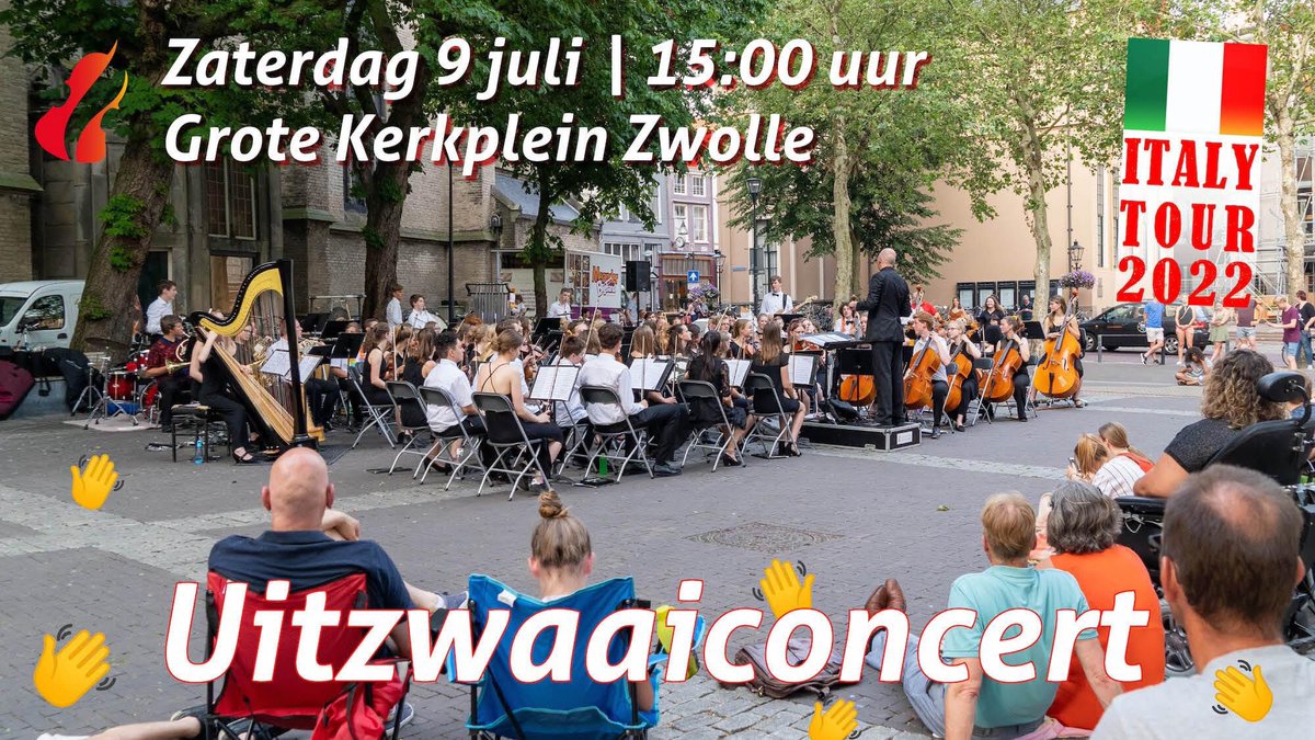De Vuurvogel vliegt er weer eens uit! Wees er daarom bij op zaterdag 9 juli als we nog één keer voor de thuisblijvers een kort pleinconcert geven in hartje Zwolle.  #wegvliegen #zwaaien #uitzwaaiconcert #italytour2022 #classicalmusic #filmmusic #rockmusic #youthorchestra