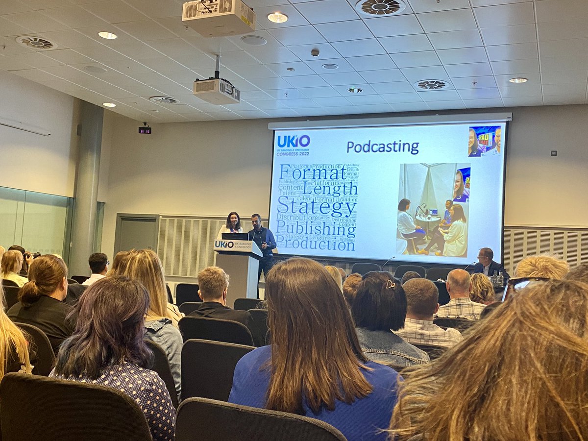 ben_imaging's tweet photo. The brilliant @rad__chat talking about the power of podcasting. An awesome couple of people and a must listen podcast for all healthcare professionals, but particularly radiographers, oncologists, students &amp; patients. #ukio22 #ukio2022 #radchat 
@SHURadiotherapy @Naman_Julka https://t.co/31kcJhysHY