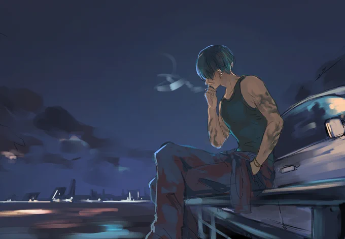 夜の車乗り 