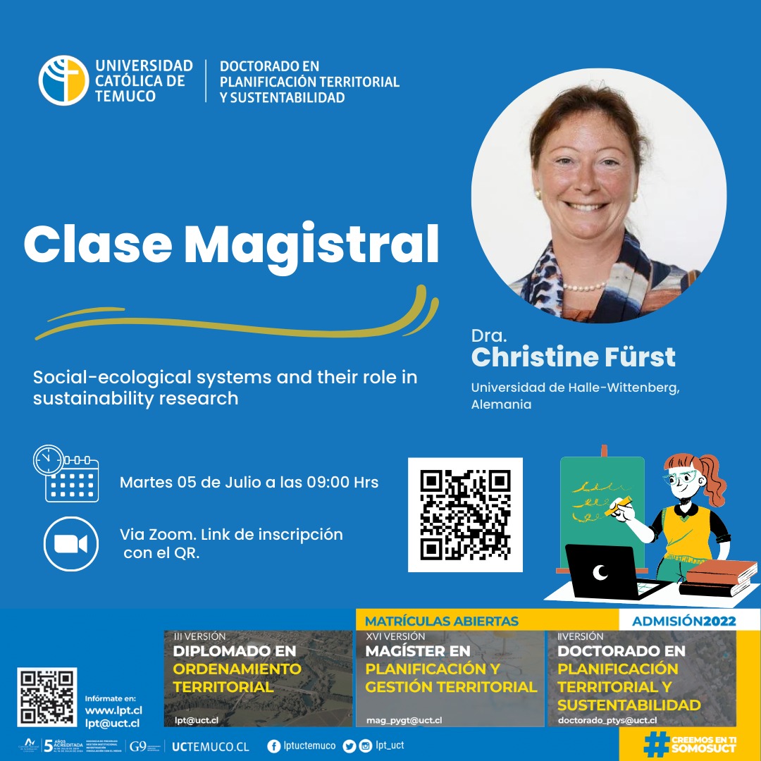 Todos invitados mañana las 9 am a esta excelente clase online, brindada por el la Dra. Christine Fürst en el marco del <a href="/doctorado_ptys/">Doc en Planificación Territorial y Sustentabilidad</a>

Dear all, please join us in this interesting online lecture tomorrow at 3 pm CEST <a href="/IALE_Chile/">IALE-Chile</a> <a href="/ialeEurope/">IALE-Europe</a> <a href="/LPT_UCT/">LPT UCTemuco</a> <a href="/ZEFbonn/">ZEF</a> <a href="/bonnalliance/">Bonn Alliance for Sustainability Research</a>
