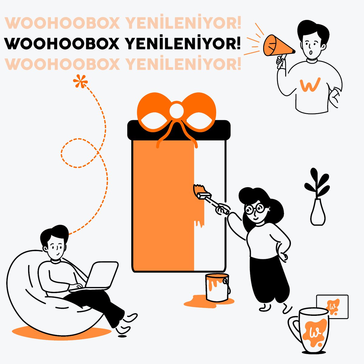 Woohoobox's tweet photo. Arkadaşlar, (sizi arkadaşımız olarak görüyoruz, evet) bizim size çok mutlu bir haberimiz var! Woohoobox el emeği, sanatsal ve özel tasarım ürünlere odaklı bir pazar yeri haline geldi artık. Yani yaratıcı olan herkes bizde satış yapabilir artık🧡 https://t.co/I0kQdWTy9v