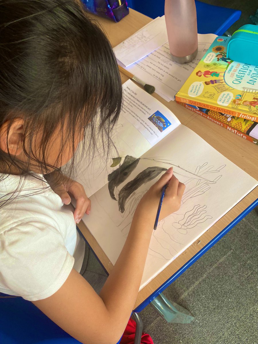 MrsP_OLOS's tweet photo. After finding out about the different layers of the ocean, today Sycamore Class studied a beautiful array of tropical fish and sketched examples in their book to create a simplified design for a batik #art #blueabyss #ocean @Cornerstonesedu @olos_armthorpe https://t.co/HahuEOYkWA