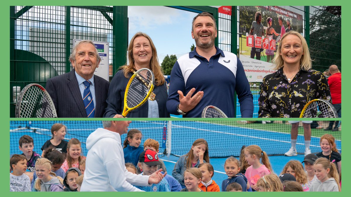 What a fantastic day it was at Romilly Park for the official opening of the re-furbished tennis courts on Sunday🎉 It was great to see 300 young people enjoying a brilliant day of tennis🙌🎾 #tennis #playtennis #welshtennis @VOGCouncil @sportwales @the_LTA