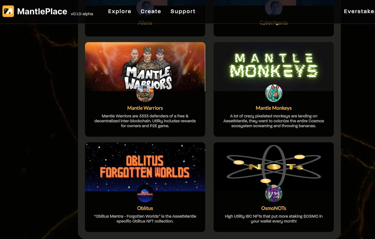 EverstakeCosmos's tweet photo. MantlePlace alpha, a multi-tenant #NFT marketplace by @AssetMantle is live! Rush to look at the first collections: https://t.co/wmYEVhuDvU 🏃‍♂️

And don’t miss a chance to stake $MNTL with @everstake_pool as the current #staking APR is huuuge 149.15%: https://t.co/r9EgSf1P9S 🤩 https://t.co/T66af4sNr0