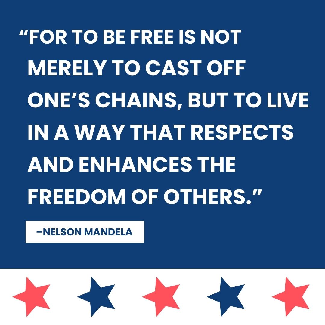 UWNashville's tweet photo. This #July4, we are reflecting on how our work impacts the #freedom of the individuals, children and families we serve.

“For to be free is not merely to cast off one’s chains, but to live in a way that respects and enhances the freedom of others.” –Nelson Mandela https://t.co/OhugPrKZEN