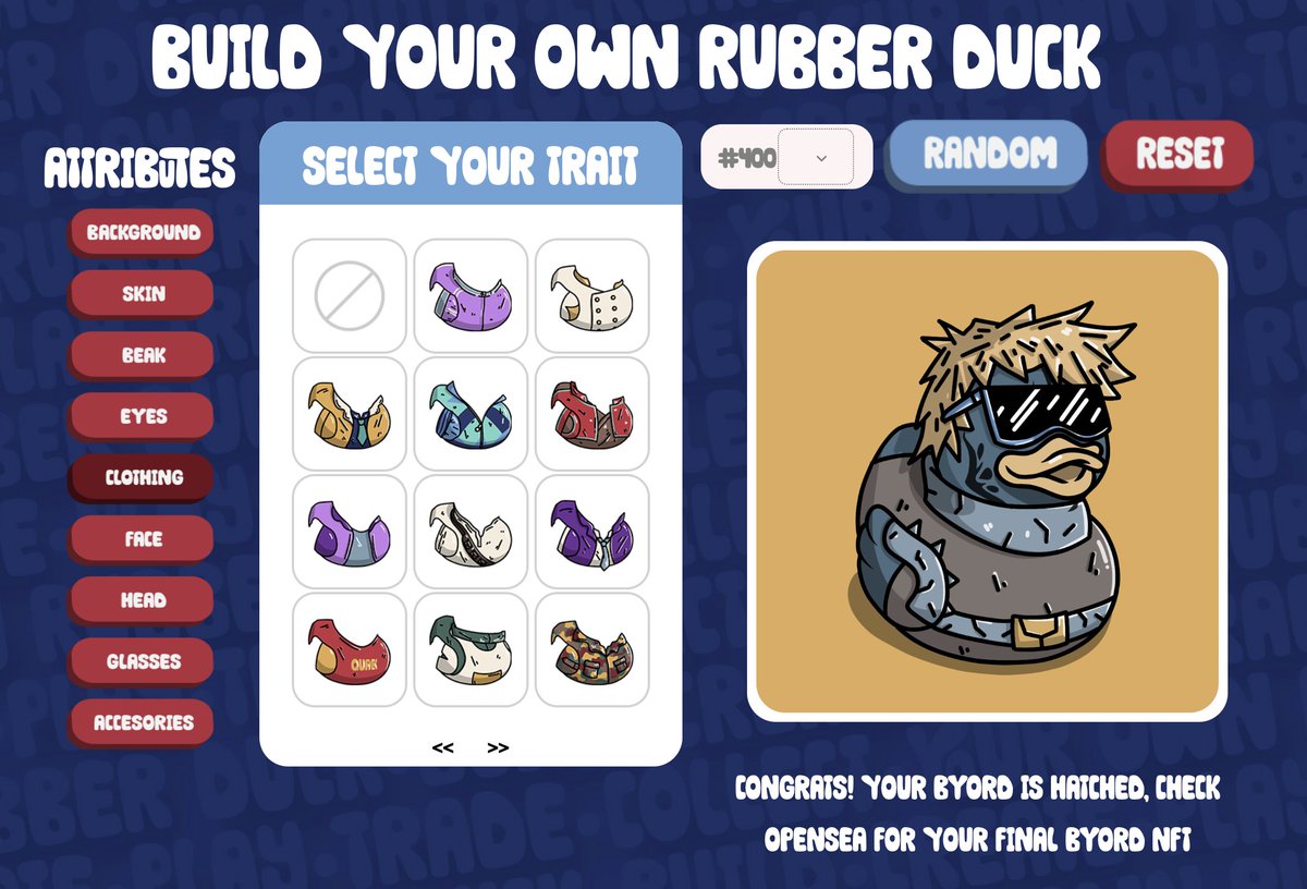 Tomorrow we launch our INCUBATOR for all BYORD holders to create your OWN amazing Rubber Duck NFT.

Remember, for every Rubber Duckz you own you are entitled a FREE CLAIM of a BYORD.

Couldn't be more proud of our team and community. Build it. Hatch it. Let's BYORD!