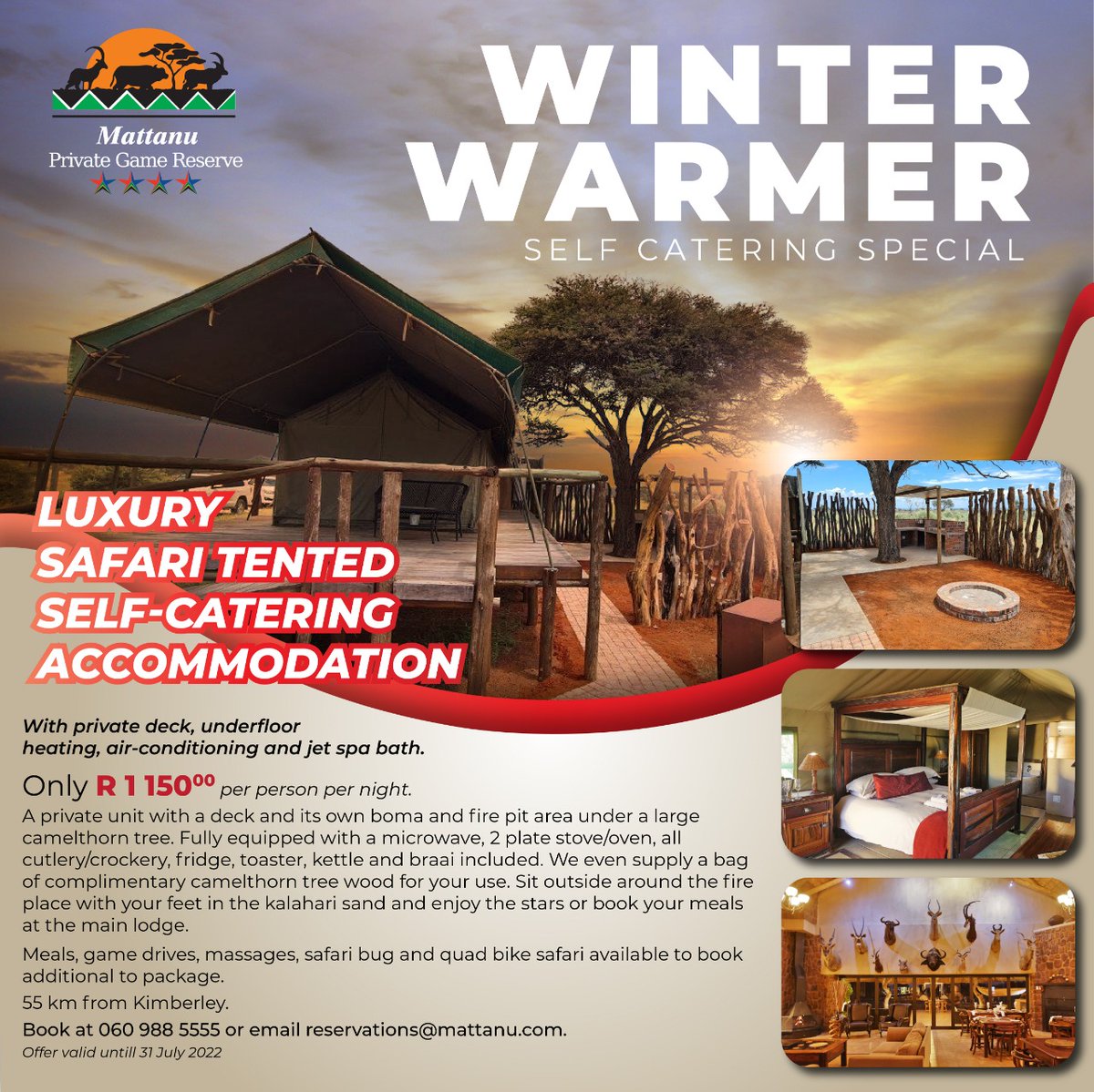 Don't miss the Mattanu Private Game Reserve special winter warmer offers #SoMuchMoreToFeel #NCBucketList.