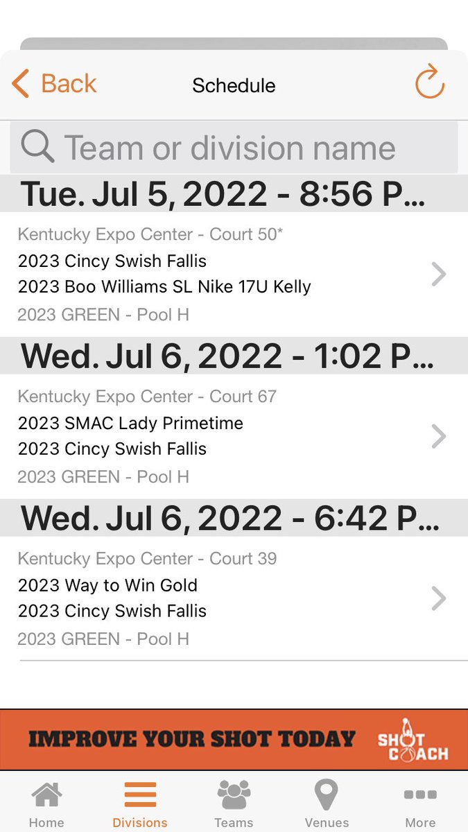Cincy Swish Fallis23 pool play schedule for this weeks <a href="/TFNsRun4Roses/">TFN's Run 4 Roses</a> in Louisville! #Exposure