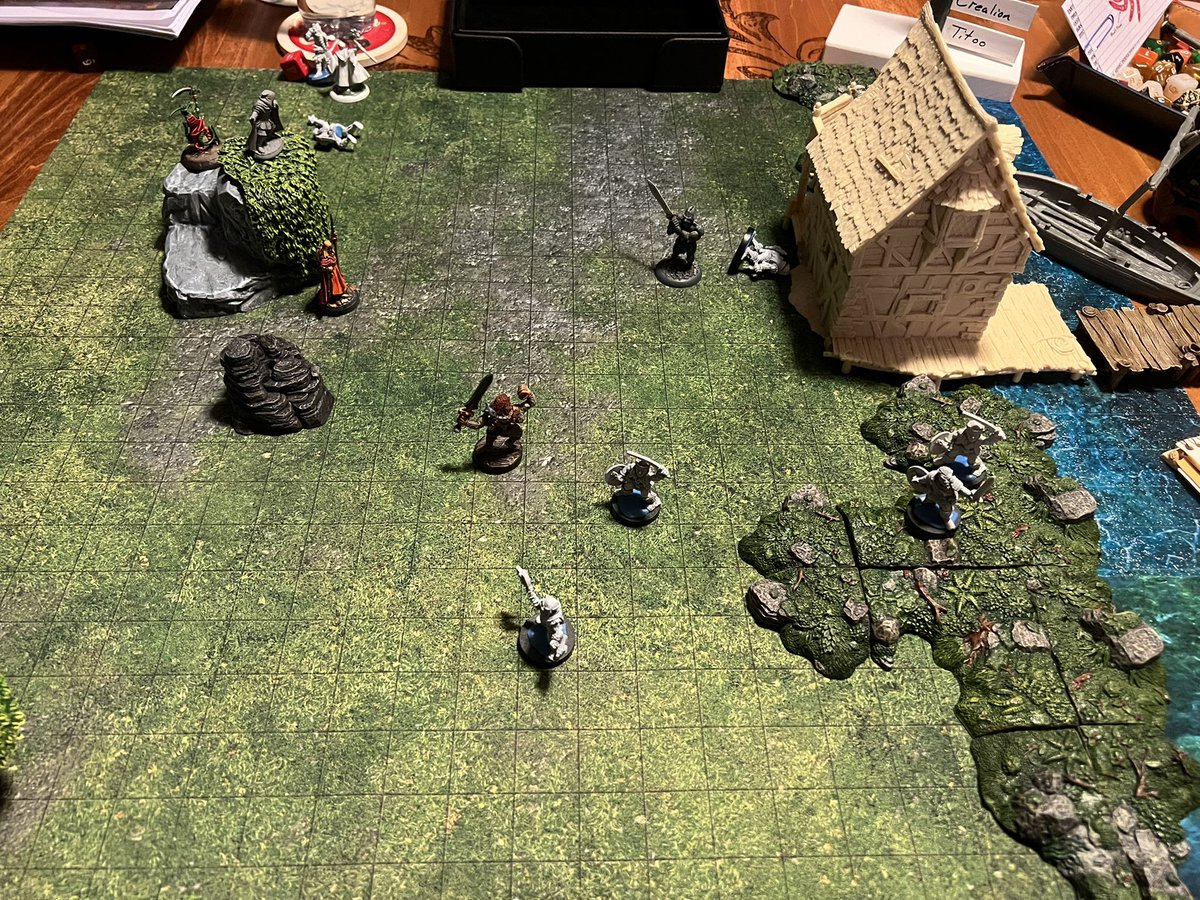 Travis_Fauber's tweet photo. The dice tray is from @StonehavenMini and the initiative track is from @AxeNshield. The terrain is from @dwarvenforge, #TabletopWorld, @MonsterFight31, and @reapermini.
#ttrpg #earthdawn4thedition #dwarvenforge #miniatures #dicerolls https://t.co/0rJpom3Kzz