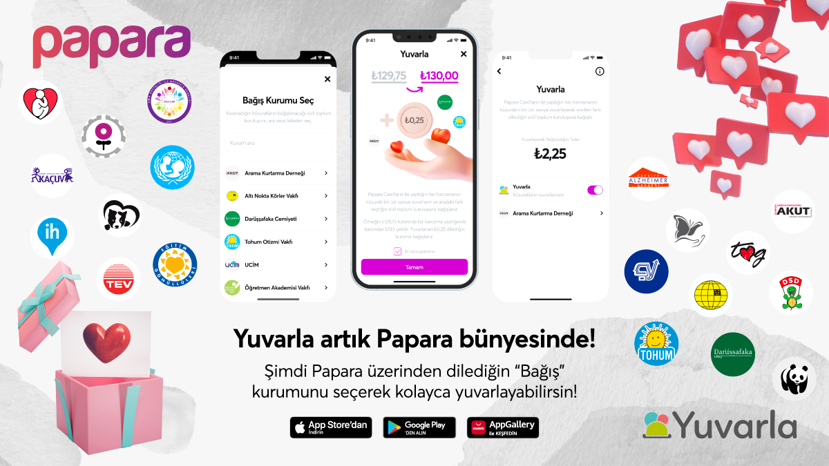Yuvarla artık Papara bünyesinde! Bundan böyle kuruşları Papara ile birlikte iyiliğe dönüştüreceğiz. Hadi, sen de hemen <a href="/Papara/">Papara</a>'yı takip et, gelişmelerden haberdar ol! ​

Detaylar: youtube.com/watch?v=N5wzo7…