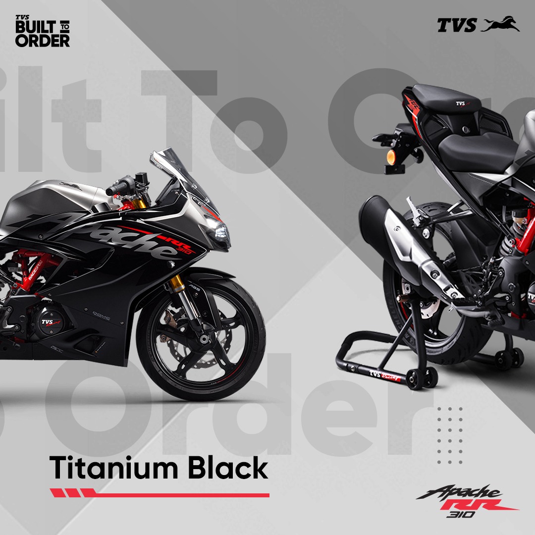 TVSApacheSeries's tweet photo. Behold the colours of the TVS BTO Apache RR310!
With a wide array of customisation options, make your motorcycle as unique as you!
For information, link in the bio.
#TVSBTO #BeUnique #BuiltToOrder #TVSApacheSeries #TVSApacheRR310 #TVSMotorCompany #TVSRacing #RR310 https://t.co/7vmc7GJTPy