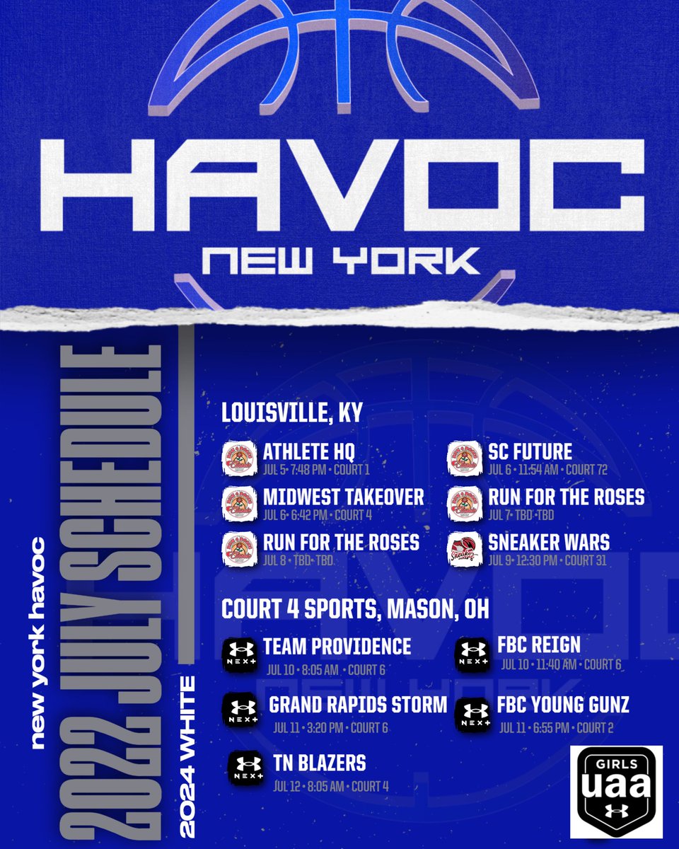 nyhavoc's tweet photo. Next schedules up are 2024 White GUAA rise and 2024 Pearl. You can watch Coach Bowman and Coach Parizek’s lead their tough squads in Louisville, Sneaker Wars and Ohio. #bluebloods https://t.co/2RnFYjUfed