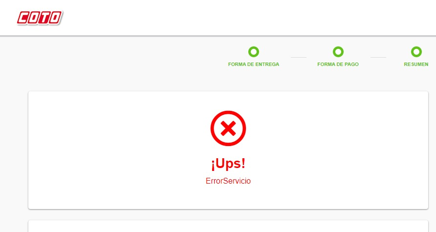 LuliCeccarelli's tweet photo. @Coto_Ar Me gustaría aprovechar las ofertas espectacularesssss si funcionara el sitio y pudiera comprar! Hace 2 horas que le doy a confirmar pedido y salta error https://t.co/OWAkdr1TSM