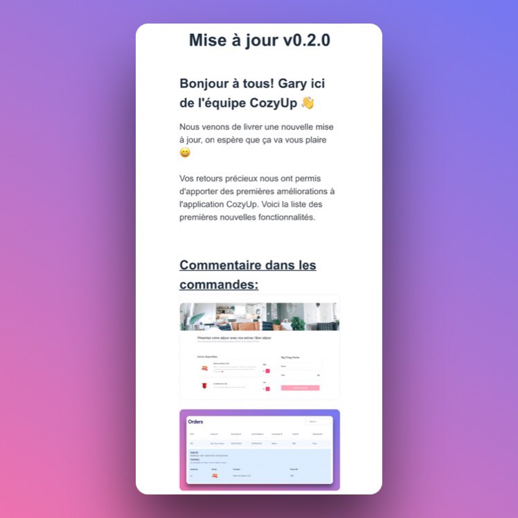 Just sent the first email about new @CozyUp3 features requested by our customers being shipped. 
Feels so good 🥰