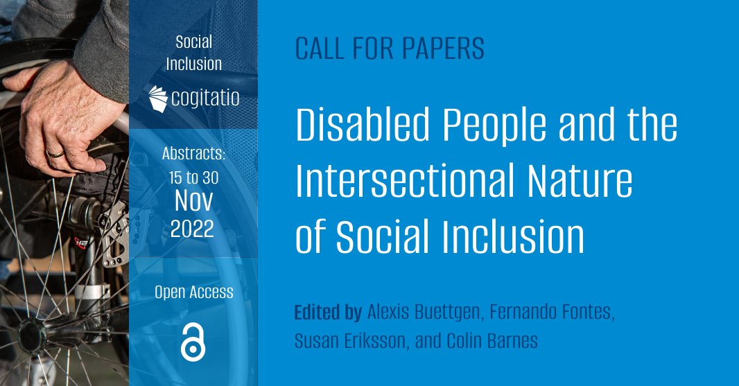 CogitatioSI's tweet photo. Last call! As part of the @Injustice_Intl Collective, we have an open #callforpapers for an issue focused on the inclusion of #disabled people in society.

More info 👉 https://t.co/ZHggM0hdHK

@AlexisBuettgen @CDSLeeds #socialinclusion https://t.co/7pDWEYQRBG