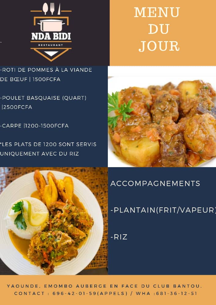 NdaBidi's tweet photo. Bonjour 🌻.
Comment allez-vous ce matin ? Nous vous souhaitons un bon début de semaine et profitons pour vous présenter notre menu du jour. BON APPÉTIT 🤩 https://t.co/n2a4NeV9pu
