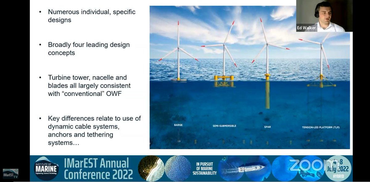 IMarEST's tweet photo. The IMarEST Annual Conference 2022 has begun! Session 1: Challenges &amp; technologies for floating wind, with Chas Spradbery, Ed Walker, Yves De Leeneer and Alan Crowle.  Watch live now for free: https://t.co/Xn1fJRigbp 

#IMarESTAC22 #offshorewindenergy #annualconference2022 https://t.co/jMOio8NrVN