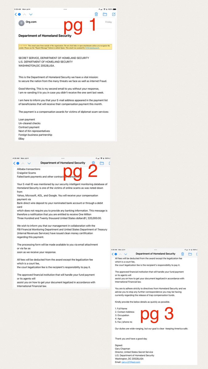 Referring to my communications to DOJ & DHS, my husband asked me if I would please “dial it down” (he calls me a rebel 🤷🏻‍♀️😉). Then I got this email from DHS. These scammers are REALLY stupid.