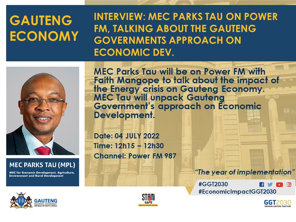 We've accepted an invitation from @Power987 <a href="/FaithMangope/">Faith Mangope</a> to share the Gauteng Government's approach to the current Energy crisis, which has negative effects to the current work we're doing to #ReigniteGautengEconomy #GGT2030 <a href="/GautengDED/">Gauteng Department of Economic Development</a>