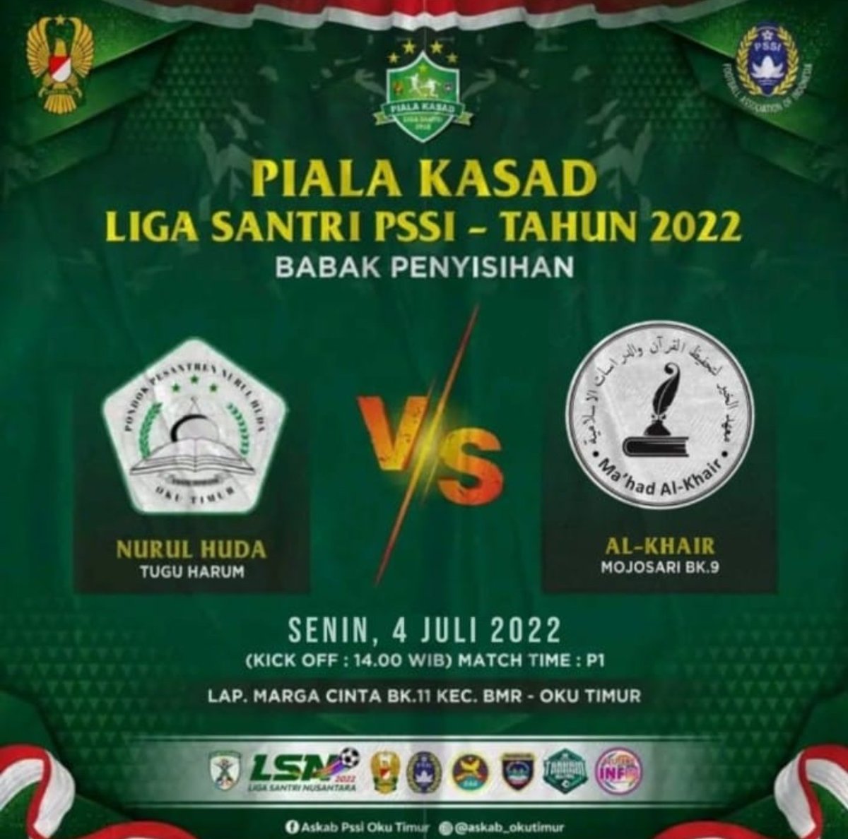 Dari lanjutan Piala KASAD LIGA SANTRI PSSI OKU TIMUR, Hari ini 4/7 PPNH Tugu Harum menang 2-0 atas PP Al-Khair BK9. Semoga juara