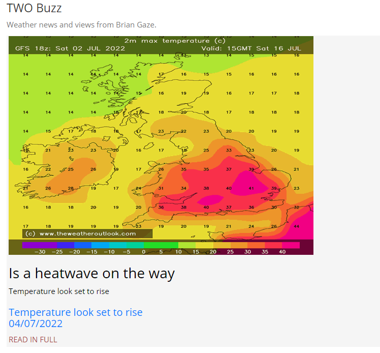 TWOweather's tweet photo. Is a heatwave on the way - Temperature look set to rise
Buzz discussion here https://t.co/A1AGsndXFF https://t.co/Uw4UoVvoYU