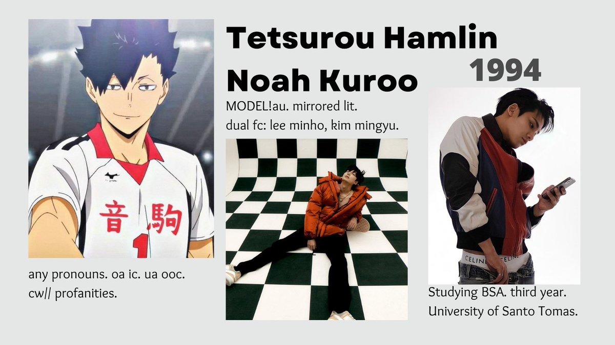 ㅤㅤㅤ

                Tetsurou "Noah" Kuroo
                  like/rt to be mutuals
                        #hqrp #anirp

ㅤㅤㅤ