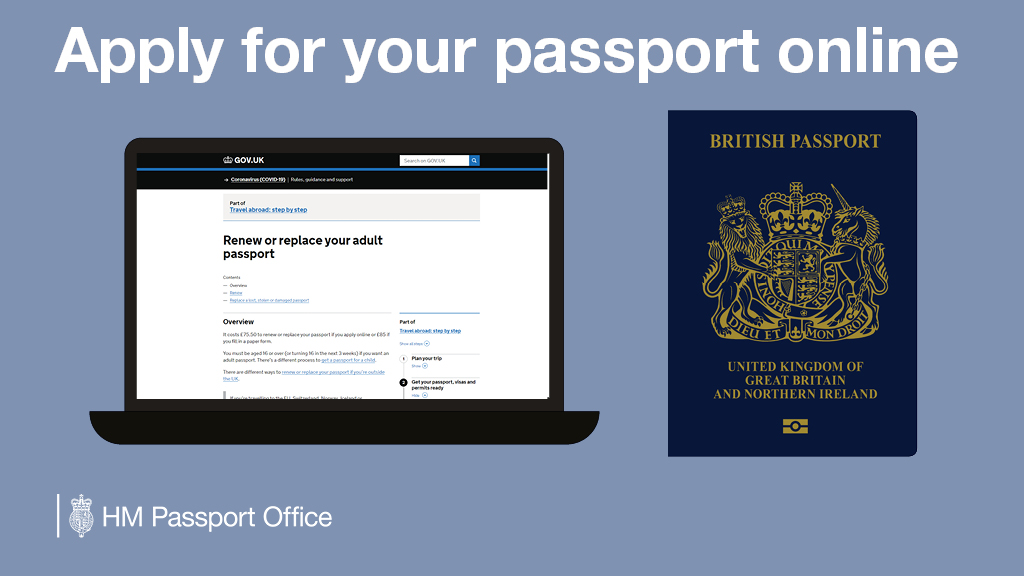 HM_Passport's tweet photo. Do you know that it’s £9.50 cheaper when applying for your UK passport online?

Allow up to 10 weeks when applying from the UK ⏰

↪️https://t.co/yjl2S7Rew3 

#ApplyOnline #PassportReady https://t.co/r5ahsxWVN7